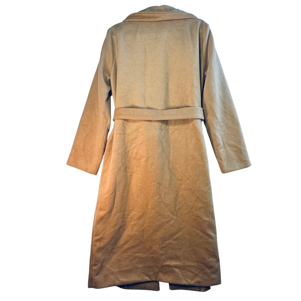 Katie Sturino x Stitch Fix Camel Wrap Coat Leopard Lined Belted Long Jacket XL - Picture 2 of 10